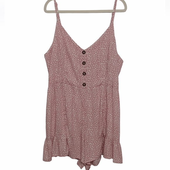 GeeGee Pink Leopard Print Ruffle Romper  Size 1XL NWT - Picture 3 of 8